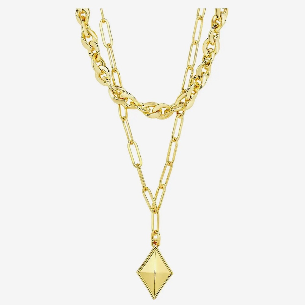 Sterling Forever Two Layer Chain & Charm Necklace - image 2